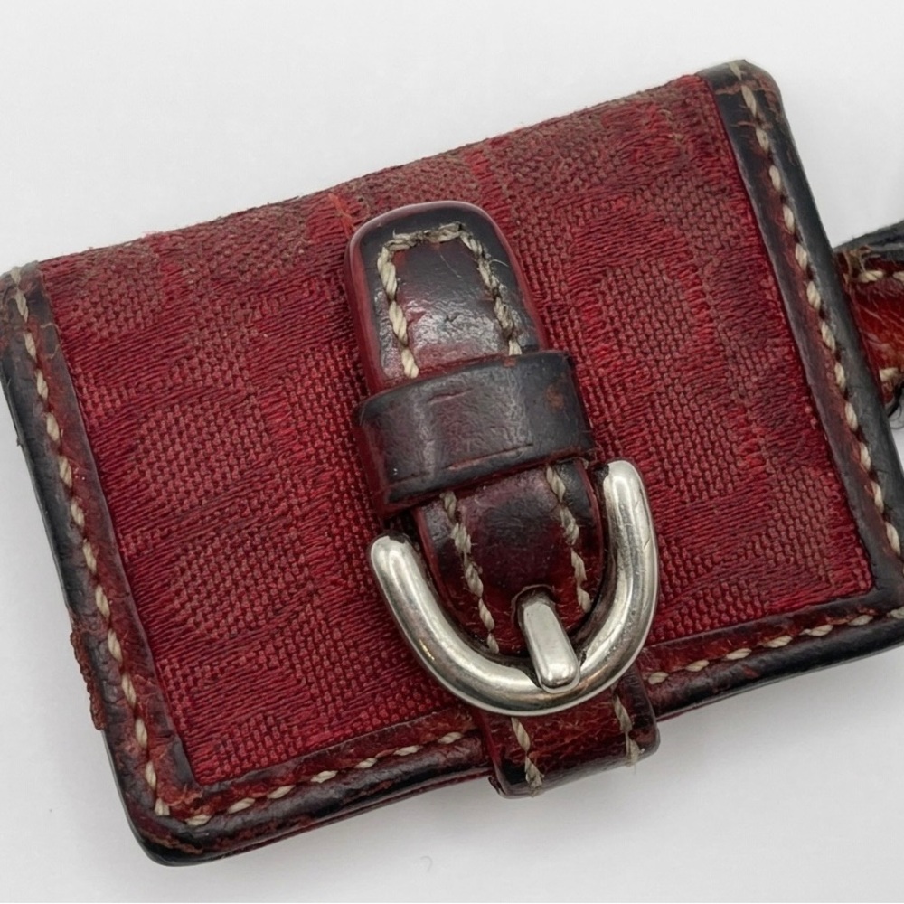 Vintage Coach Signature Red Jacquard Photo Frame Keychain - Picture 4 of 6